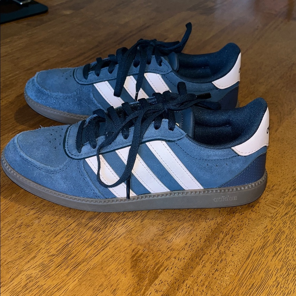 adidas Navy Blue and Light Pink Suede Sneakers